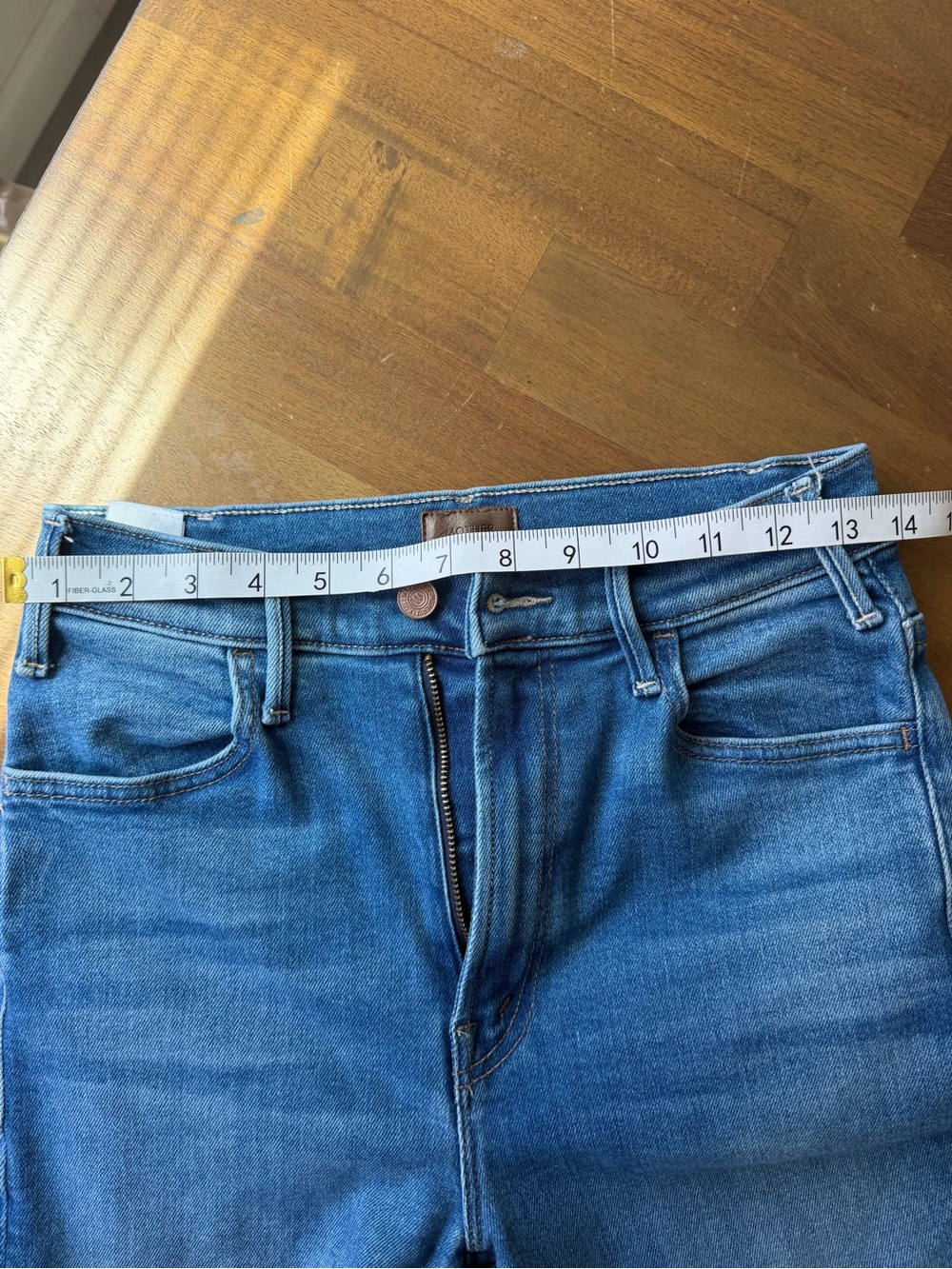 MOTHER Light Blue Ankle Crop Jeans with Frayed Hem - Picture 5 of 10